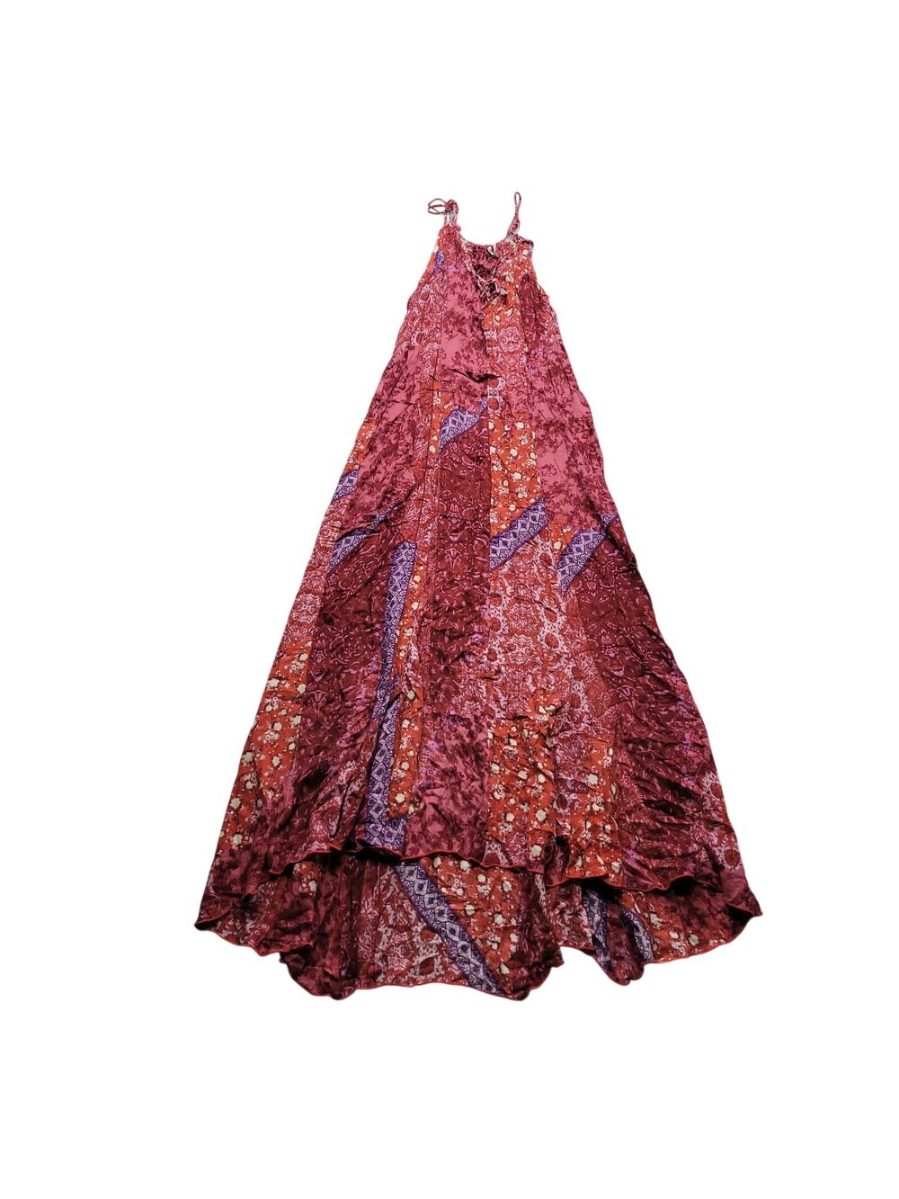 Free People Intimately Rayon Pink Blue Floral Spaghetti Strap Long Maxi Dress M